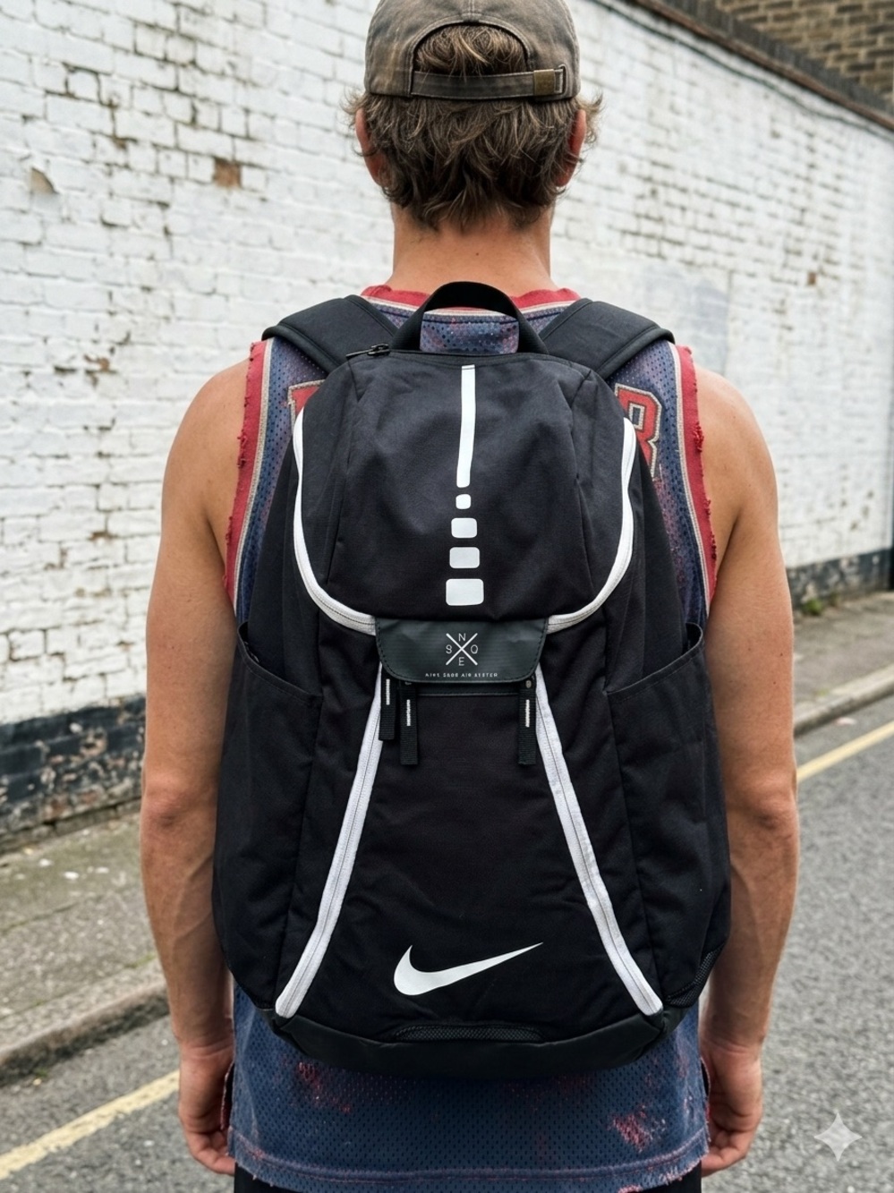 Nike Backpack Elite Hoops Black Stripes Basketball Travel Gym Bag Quad Zip